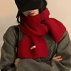 2024 New Knitted Red Scarf Women Winter Simple Classic Solid Color Wraps Men Couple Scarf New Soft Warm Thermal Wool  Muffler 1