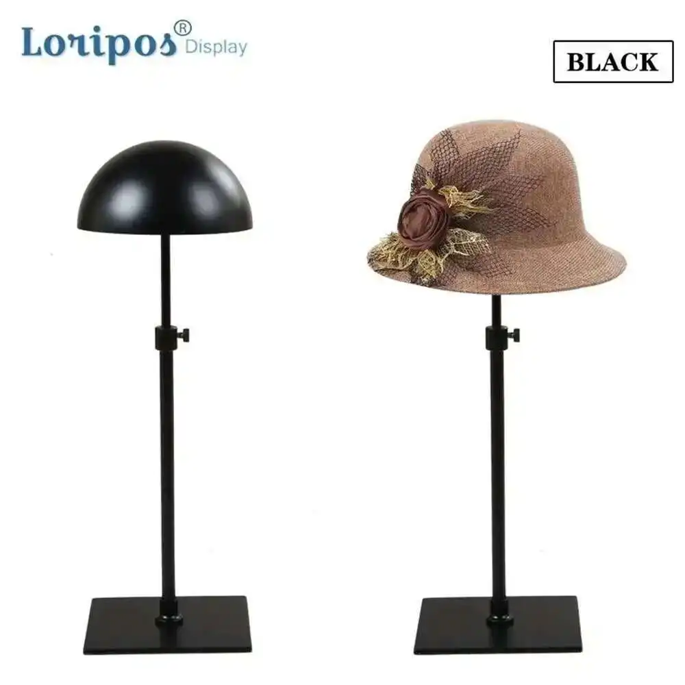 Iron Wig Hat Holder Stand Rack Adjustable Height Tabletop Display For Cap Metal