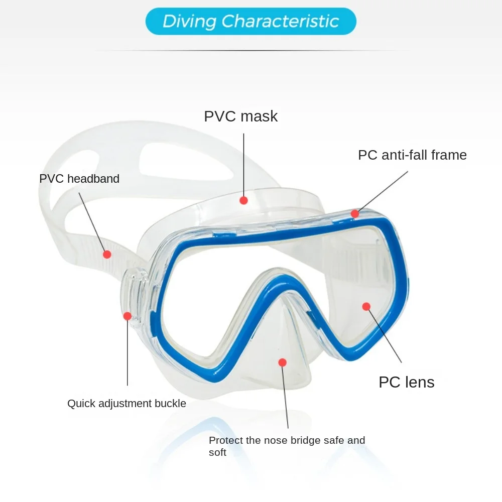 PC Children's Diving Goggles Anti Fog Waterproof Diving Goggles Nose Protection High Definition Lenses Snorkeling Mask Children 5