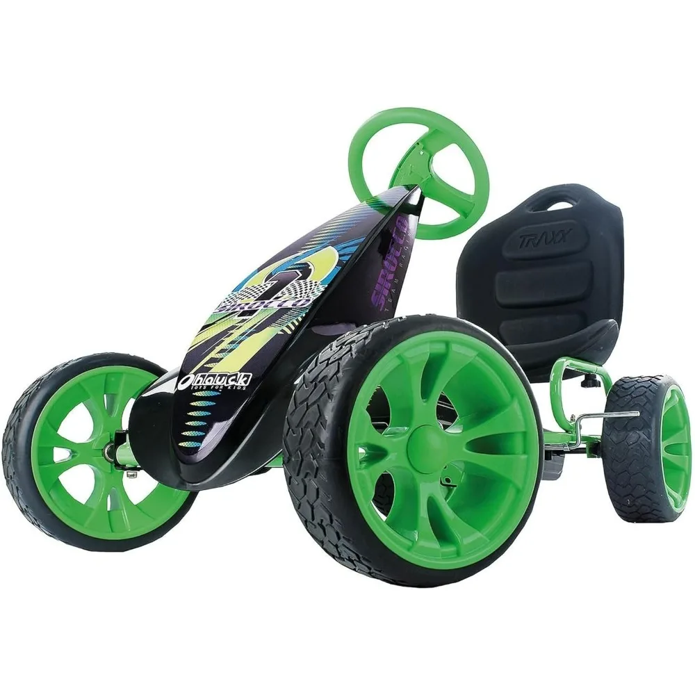 Sirocco Racing Go Kart with Low Profile Rubber Tires, 8 Spoke Rim, and Clutch Free Ride for Toys, Games, and Kids' Pedal