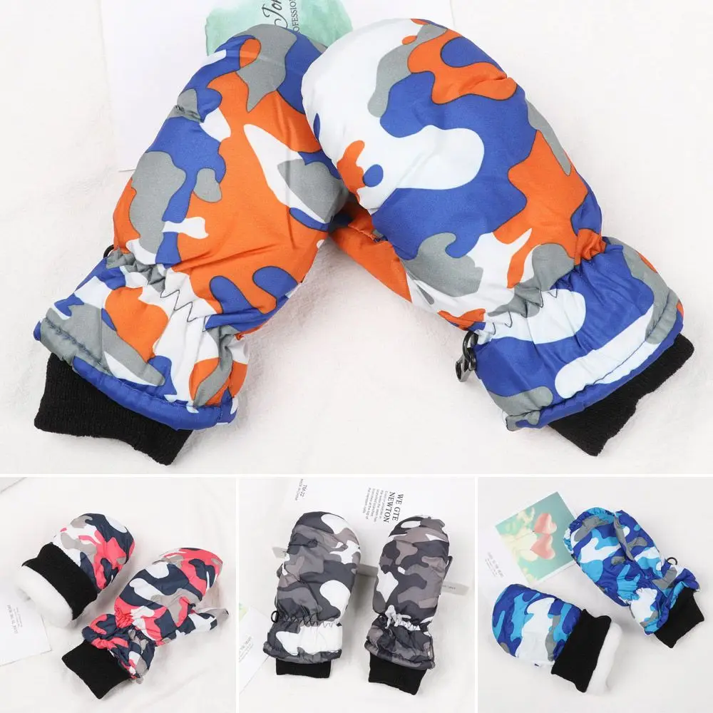 Waterproof Furry Winter Mittens for Kids Skiing Snowboarding