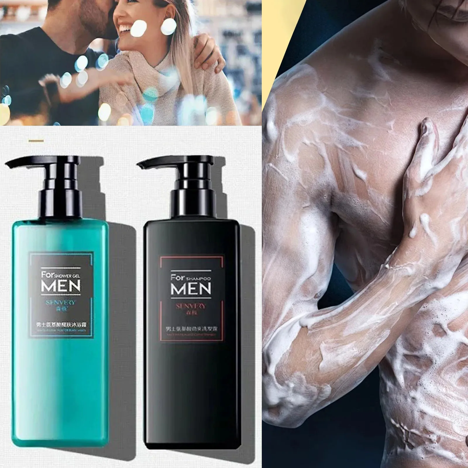 500ml Men's Refreshing Oil Control Shampoo & Body Wash, Amino Acid Hydrating Formula, Long-Lasting Fragrance Grooming