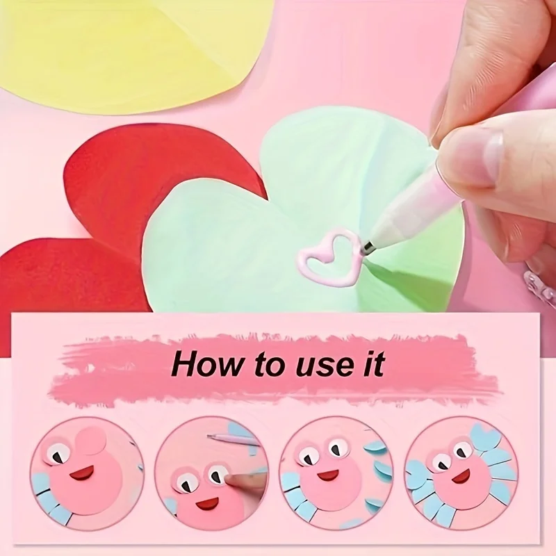 6Pcs Scrapbook Quick Dry Glue Pens Adhesive Glue Pen Crafting Fabric Pen Liquid Glue Pen for Scrapbooking Papercrafts Accessorie 6
