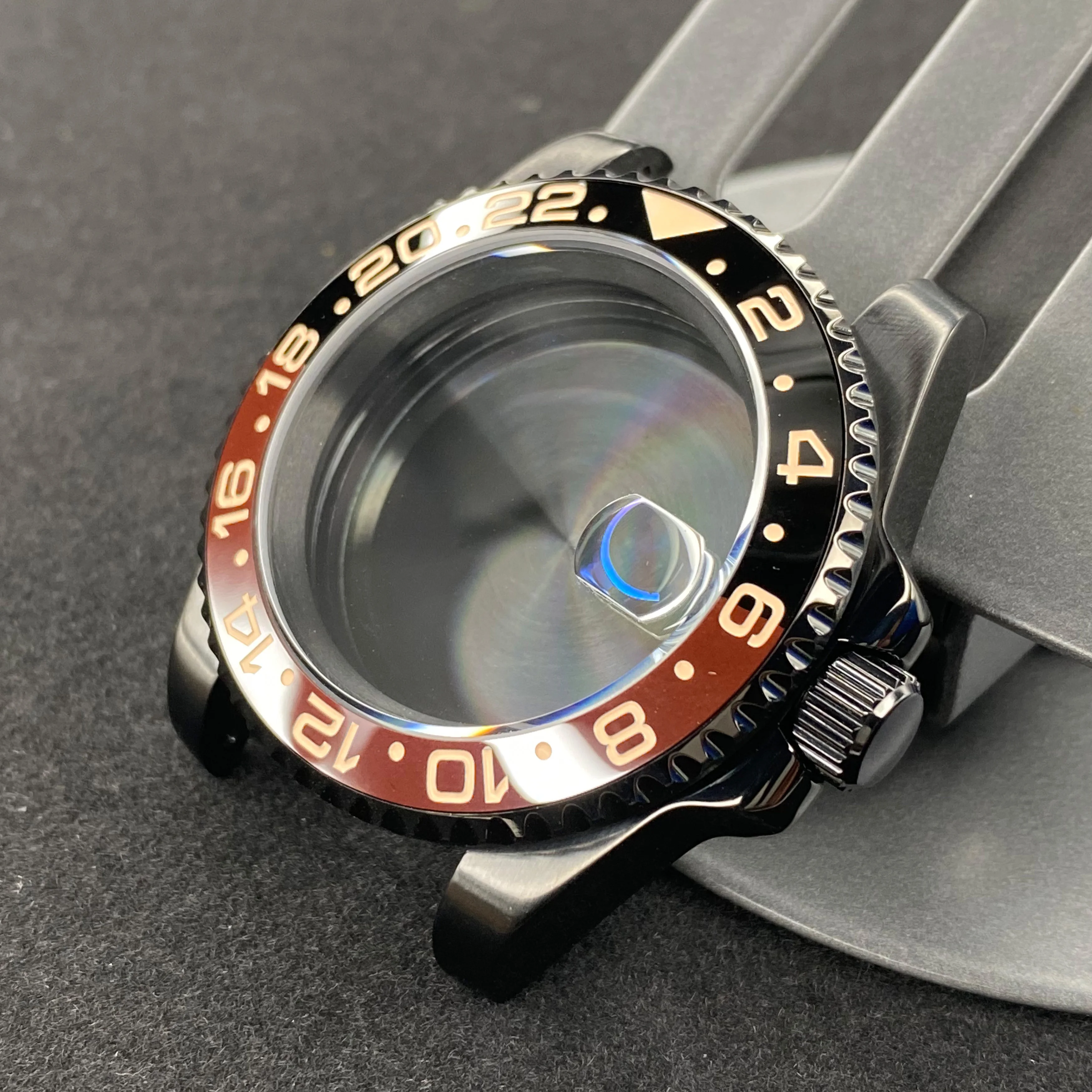 Elegant 40mm Black Watch Case with 120-Click Bezel for Automatic Mechanical Movement - Premium Dial Accessories
