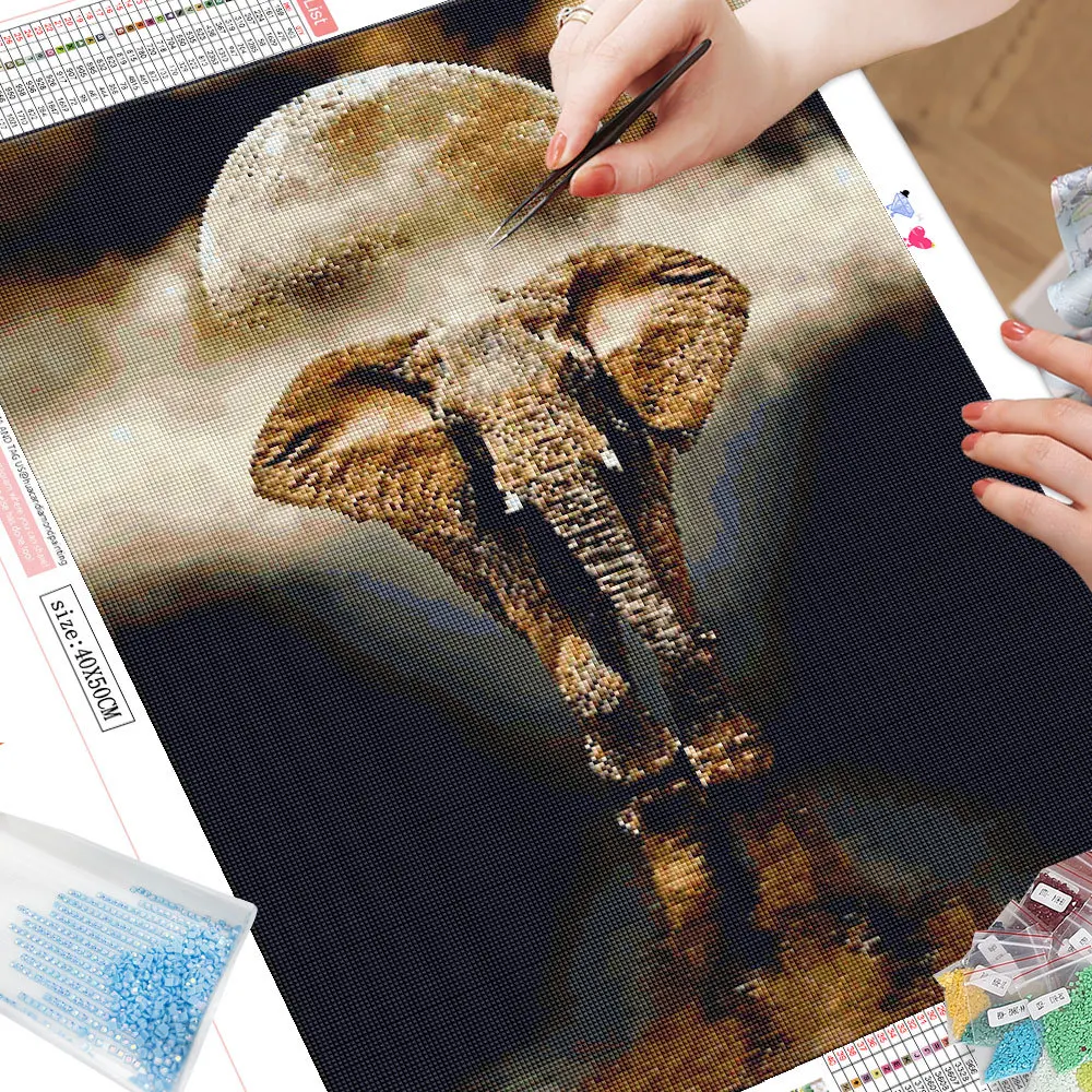 Diamant schilderij kleurrijke olifant,5D Diamond Art Kits, DIY