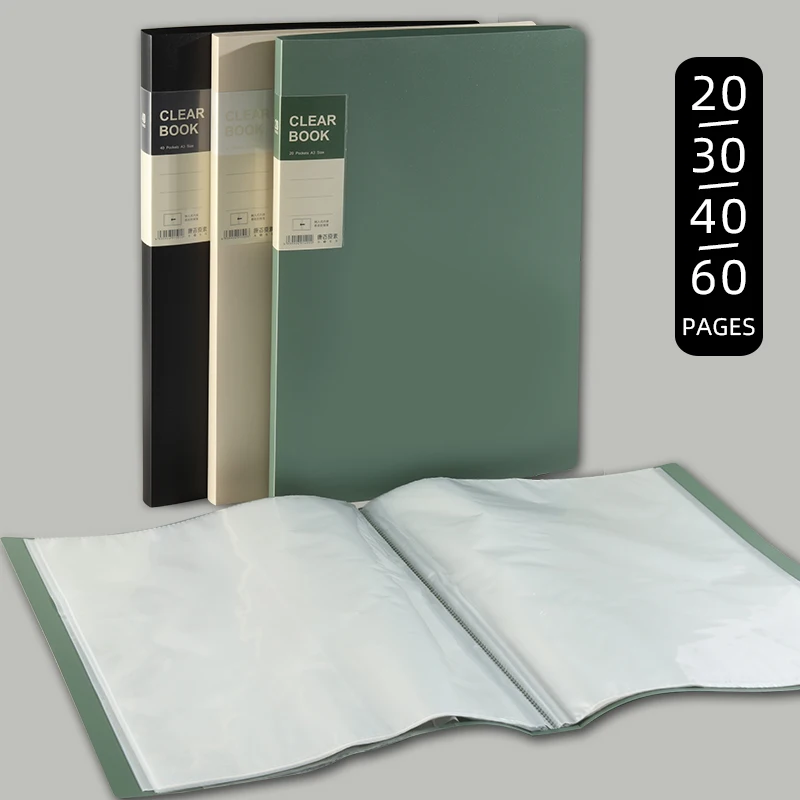 A3 Side-Entry Art Portfolio Students Painting Folder Poster Sketch Paper Insert Pockets Certificate Holder 20-60Pages