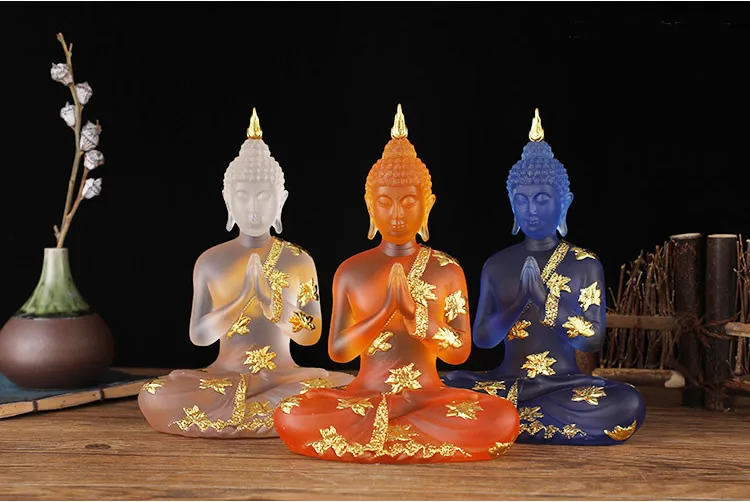 Mini transparente Buddha Statue Zen Geste klar Thai Buddha Harz Figur Skulptur Home Office Feng Shui Dekoration Ornament – Detail 14
