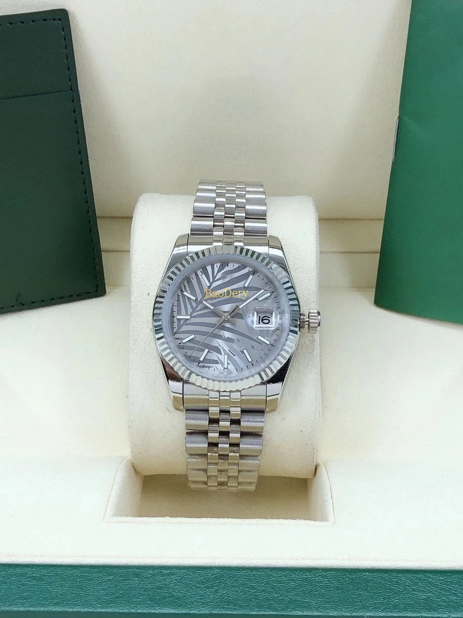 Trendy 36mm Women's Watch with Pitted Dial & Sapphire Mirror - A Chic Accessory for the Modern Lady