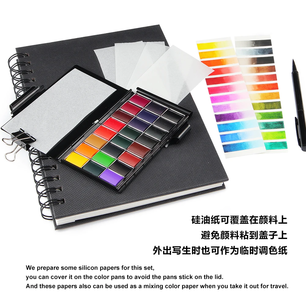 24color Watercolor Painting Set with 1pc Metal Painting Brush Pen Palette watercolor painting set watercolor paint watercolor pigment