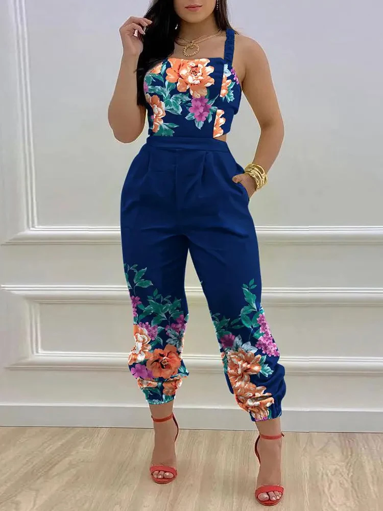 

Jumpsuits for Women 2022 Solid Sleeveless Pocket Simple Backless Sweet Ladies Bodysuits Sexy Loungewear Streetwear Dropshipping