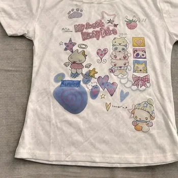 Cute Printing T-shirts Graphic Women T-shirts Emo Girls Letter Printing Funny Shirt Grunge Streetwear Novelty T-Shirt Japanese 1