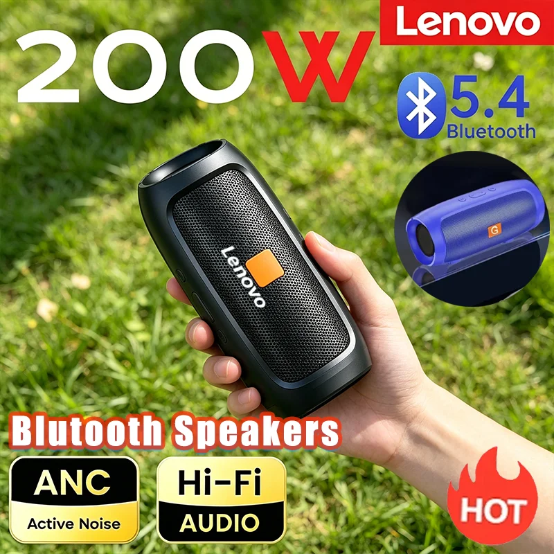 Lenovo Wireless Bluetooth 5.3 Portable Speaker with Dual Driver Stereo Sound, FM Radio & Waterproof Design