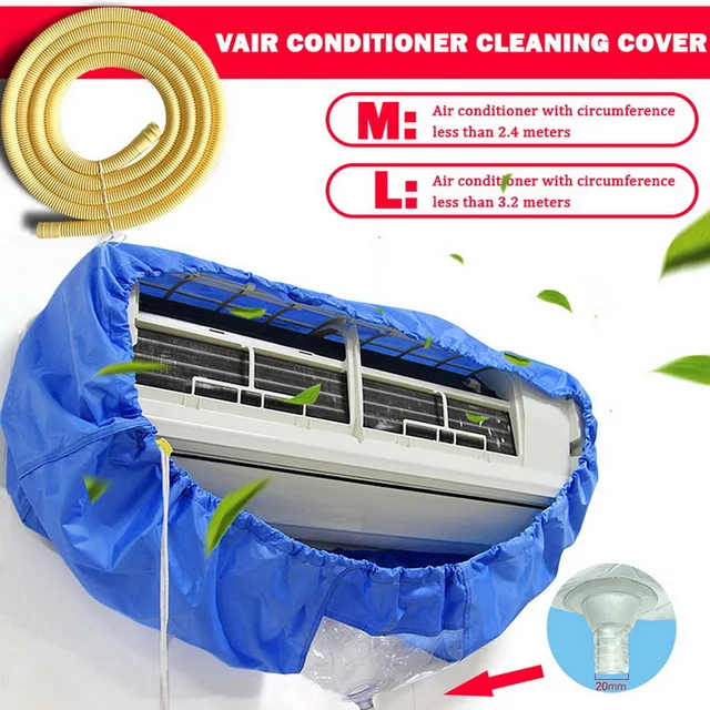 Extra-Large Air Conditioner Cleaning Cover - Double-Layer Thickened Dust Cleaner Bag with Tightening Belt, Ideal for Wall-Mounted AC Units, 2.4/3.2m Sizes Available"