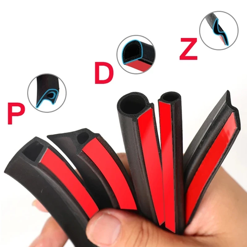 Car Door Rubber Seal Strips Z P D Shaped Trim Noise Insulation Weatherstrip Z P D Type Rubber Strips for Car Accessories car door seal strip