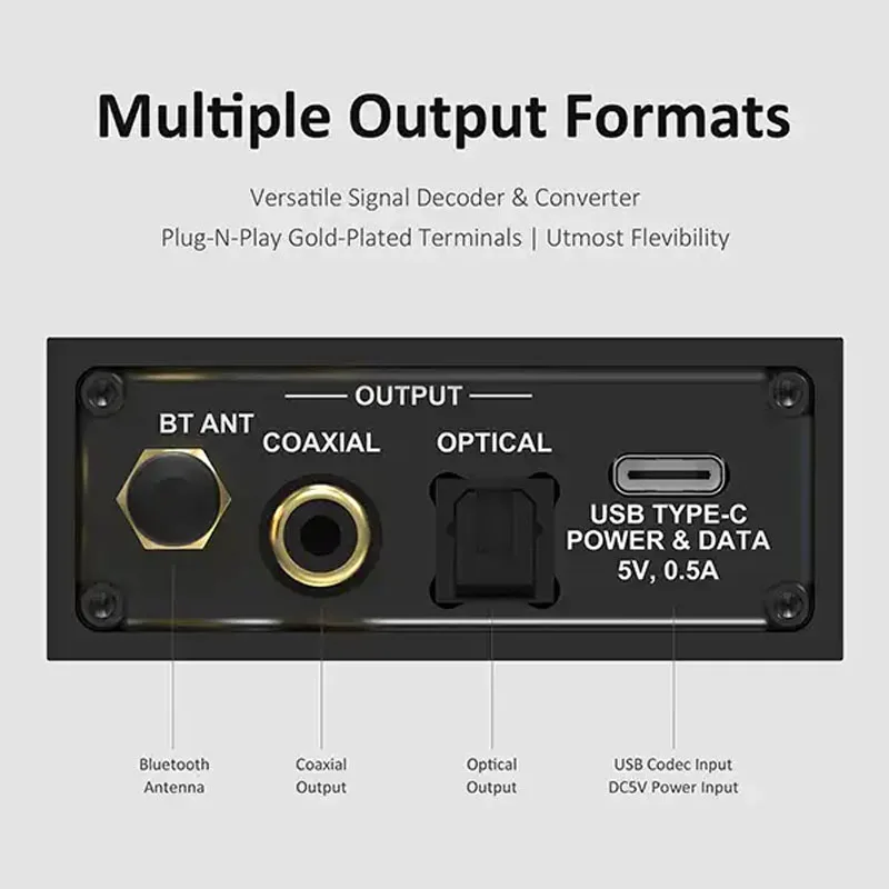 Desktop Bluetooth Receiver BT V5.3/LDAC USB Decoder with Optical Coaxial RCA Output-QCC5171 BEA1 w CE FCC ID Certification 6