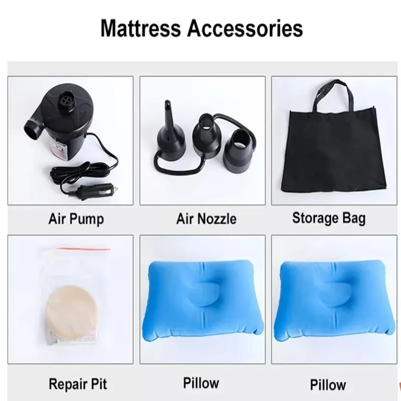 Car Travel bed with air pump Mattress Sleep Outdoor Soft Sofa Camping Air Matt Pillows Cushion Multifunctional Auto Accesories