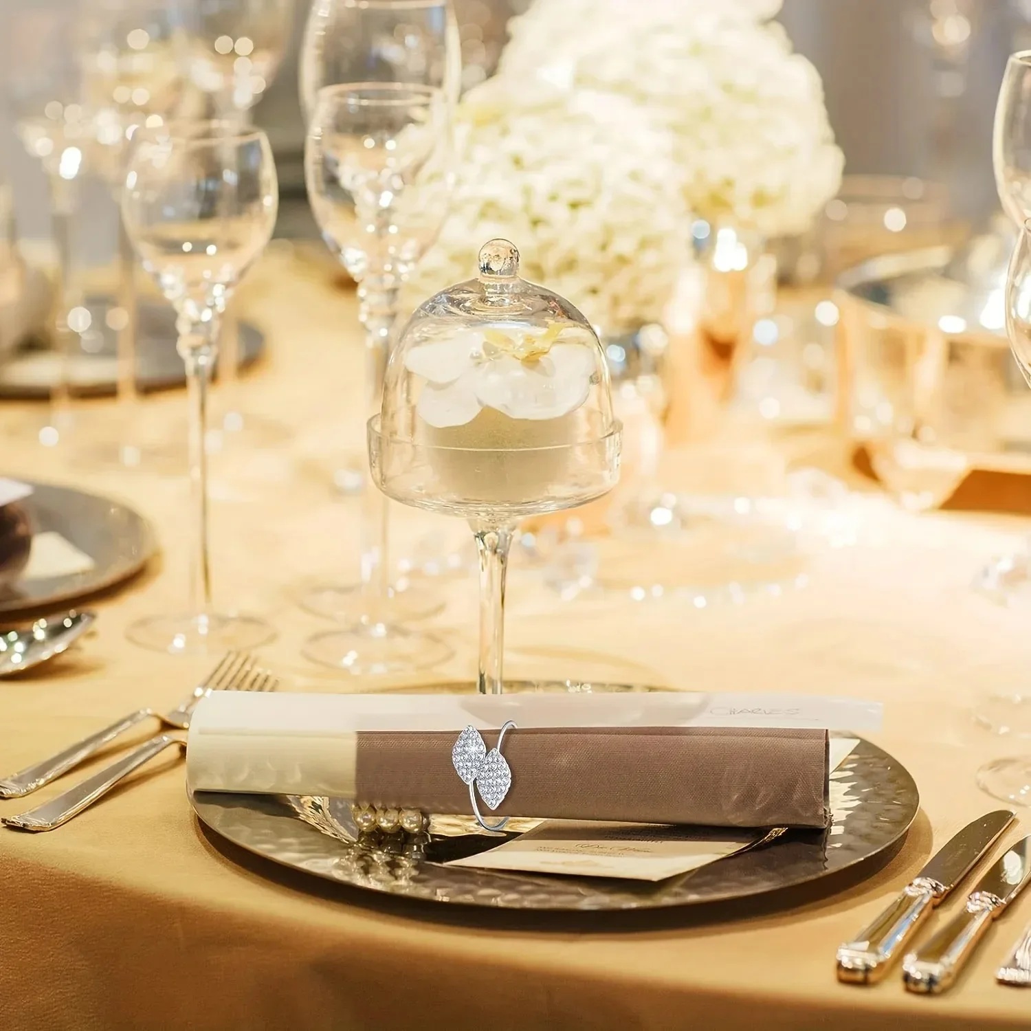 1-50PCS Leaves Napkin Rings Elegant Gold Sliver Leaf Napkin Buckles Holder for Birthday Wedding Party Dinner Table Decor