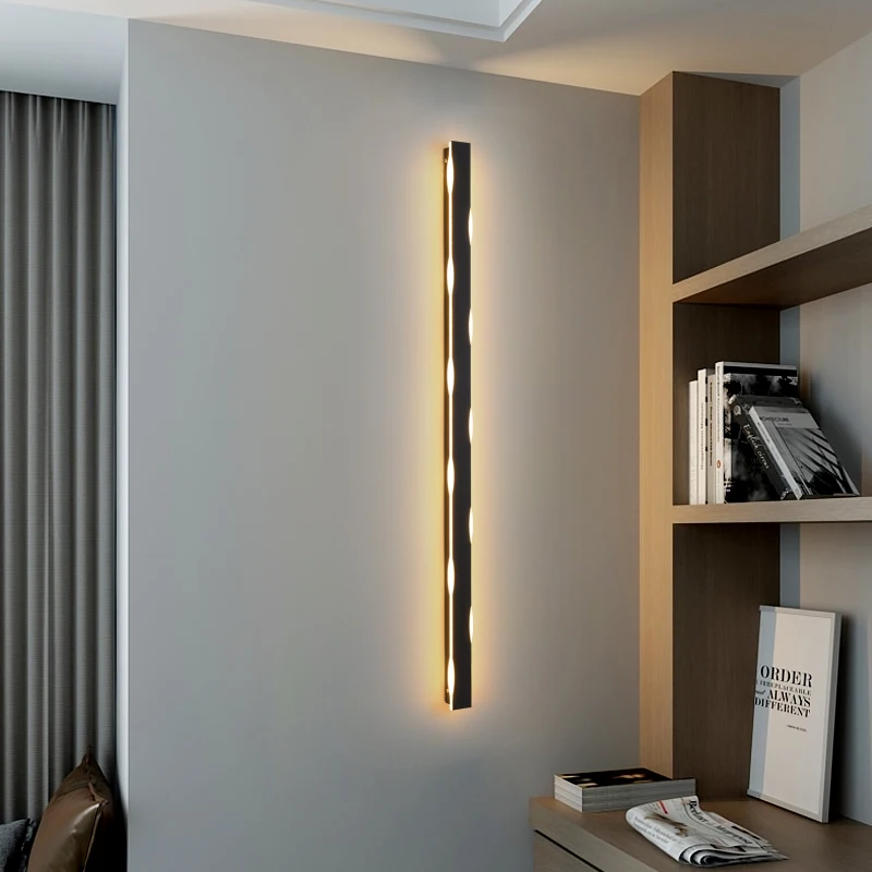 Hotel Minimalist Led Bedside Line Wall Lamps Designer Creative Word Long Line Bedroom Guest Living Room Sets Background Light