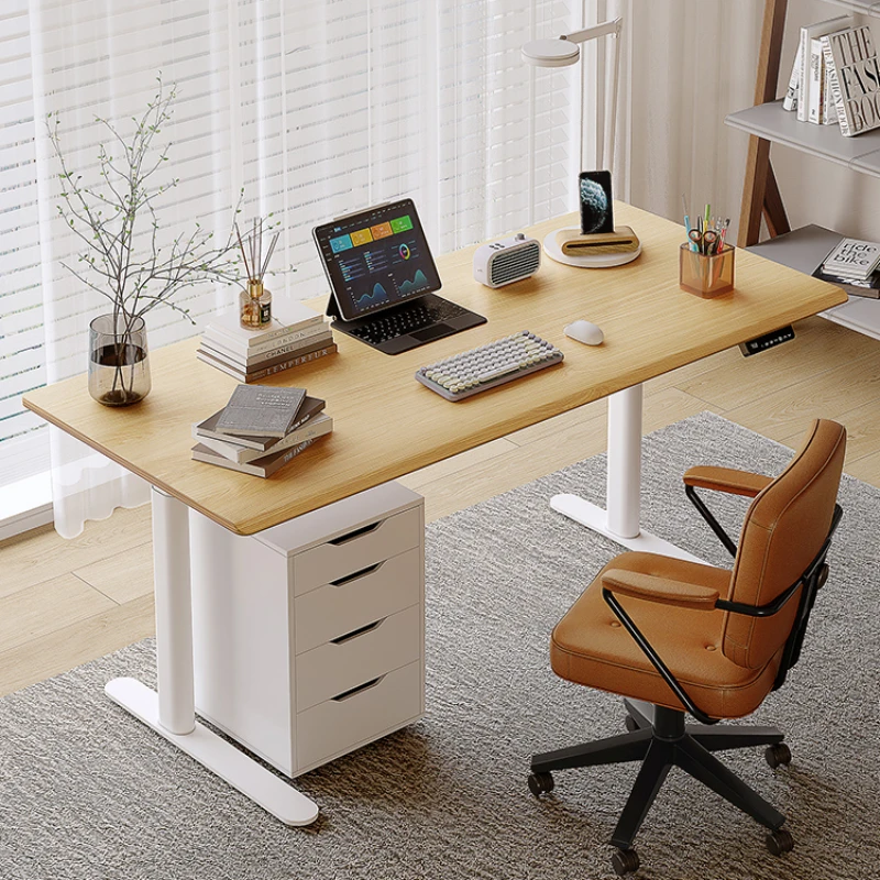 Lifting table dual-motor solid wood computer desk intelligent home office esports table workbench B5 electric lift computer office desks wood dual motor intelligent workstation learning office desks escritorios furniture qf50od