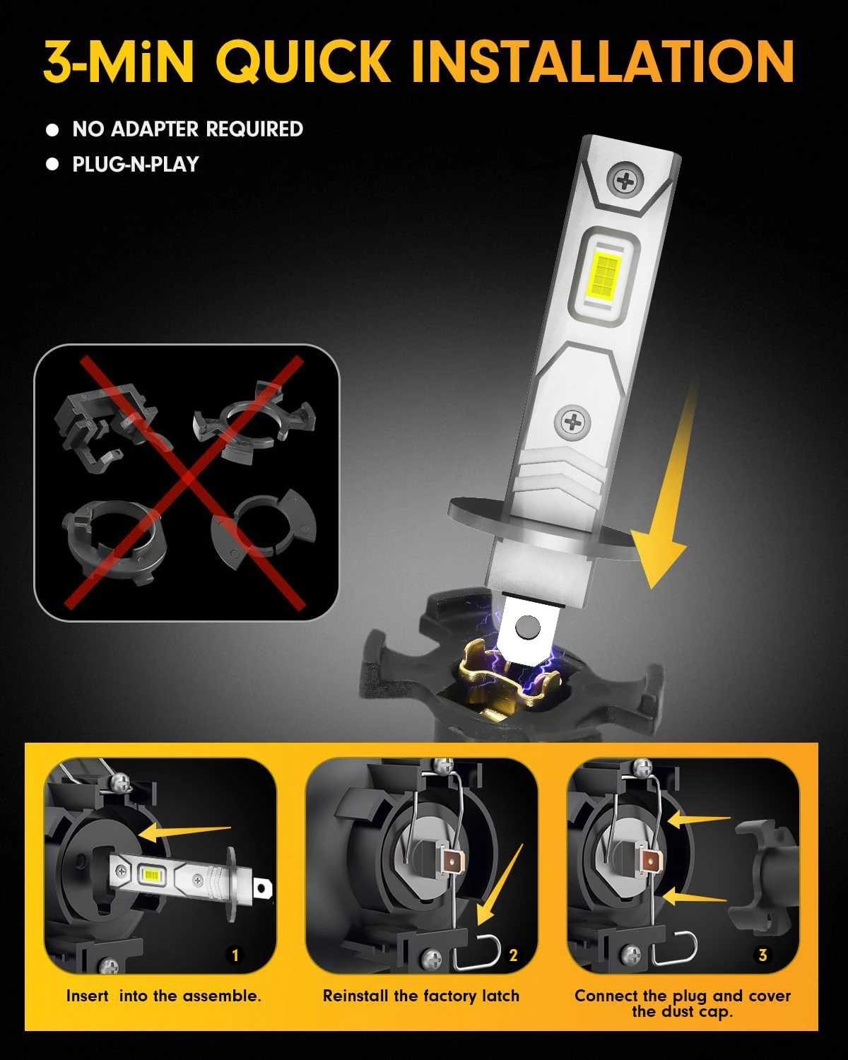 2개입 H1 LED 헤드라이트 전구 50000LM 120W 고출력 자동차 안개등 6000K 12V LED 라이트 자동차 헤드램프 주행등