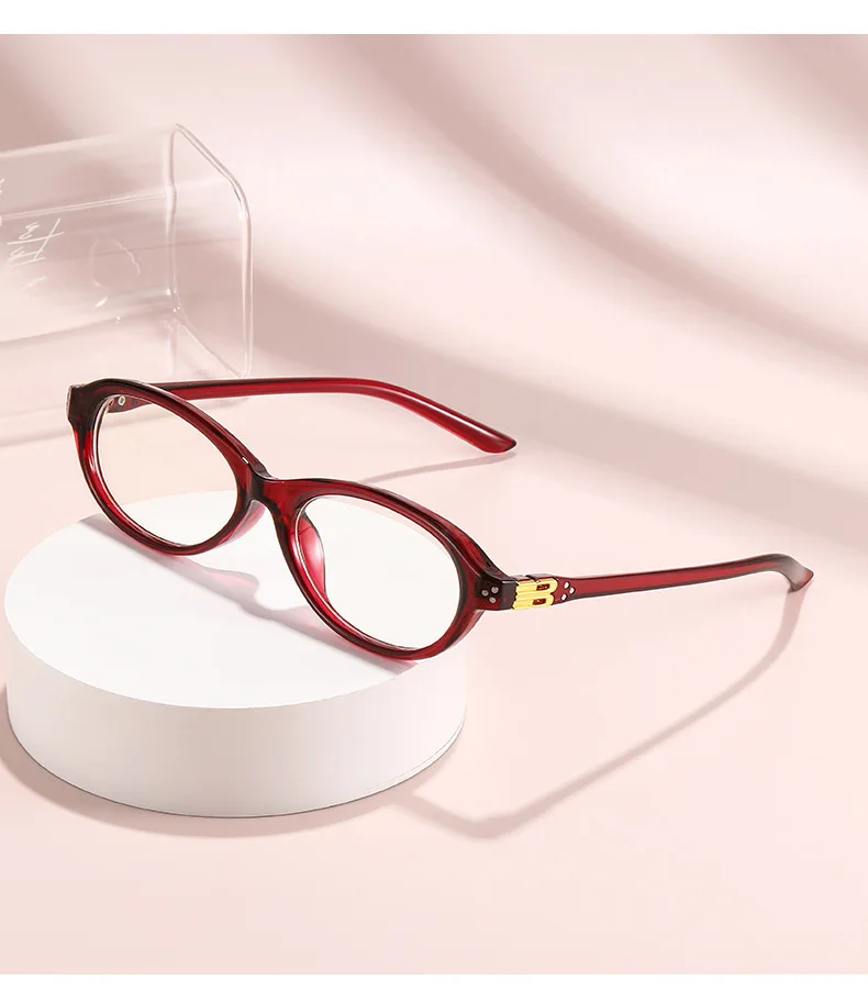 Myopie-Brille, elliptischer Rahmen, lichtempfindlicher Farbwechsel, kleiner Rahmen ohne Make-up, Anti-Blaulicht-Modebrille 6085 – Detail 11