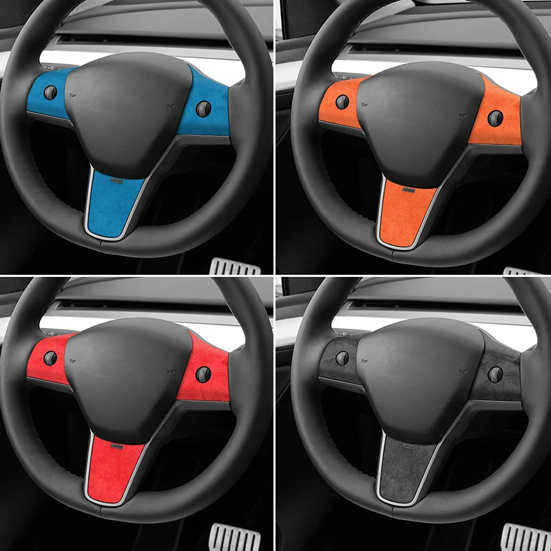 Tesla Model 3(2019-2022)/Model Y(2019-) 스티어링 휠 트림 프레임 스티커 Alcantara 자동차 인테리어 튜닝 액세서리로 제작