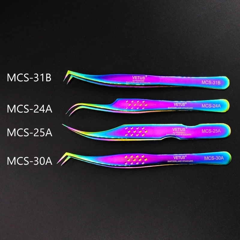 Vetus Original MCS Series Eyelashes Tweezers Ultra Fine Tip Improve for 3D 6D Lashes Extensions Eyelash Tweezers