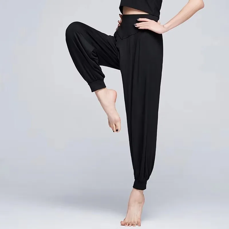Women's Yoga Pants Loose Bootcut Harem Pants - Black Dance Workout Trousers for Women, Fitness, Practice 2