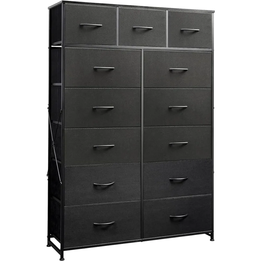 

Kommoden Wood Top Comfortable Tall Dresser for Bedroom With 13 Drawers Room Furniture Closet Steel Frame Makeup Vanity Table Set