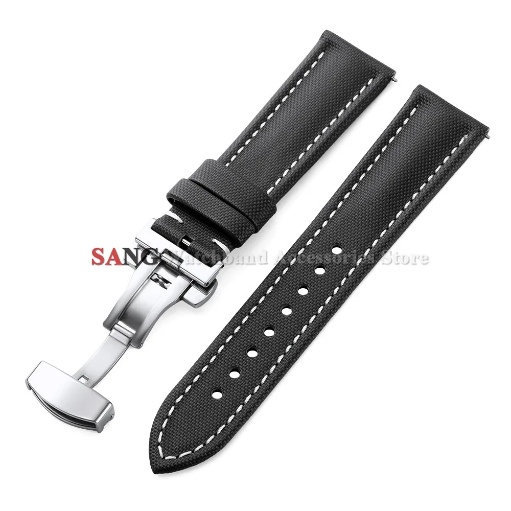 Business-Uhrenarmband aus Segeltuch-Nylon, 18/19/20/21/22 mm, Schnellverschluss-Armband mit Schmetterlingsschnalle, universelles Armband, wasserdichtes Armband – Detail 23