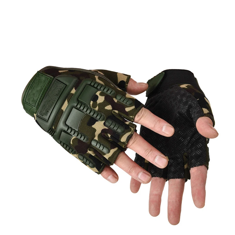 2PCS Kids Full Finger Gloves Anti-slip Hard Protect Gear Riding Gloves Camouflage Combat Glove