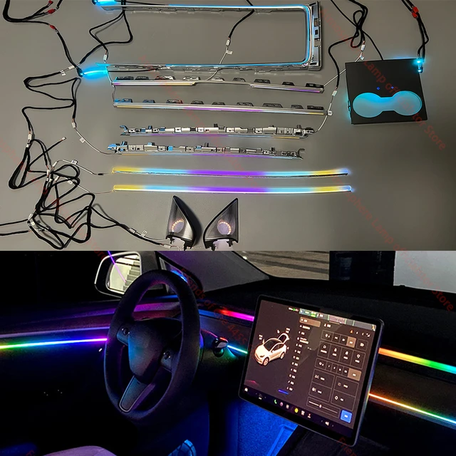 Car Interior Ambient Neon Lights Atmosphere Light Center Console Dashboard  For Tesla Model 3 Model Y 2020 2021 2022 - Decorative Lamps & Strips -  AliExpress