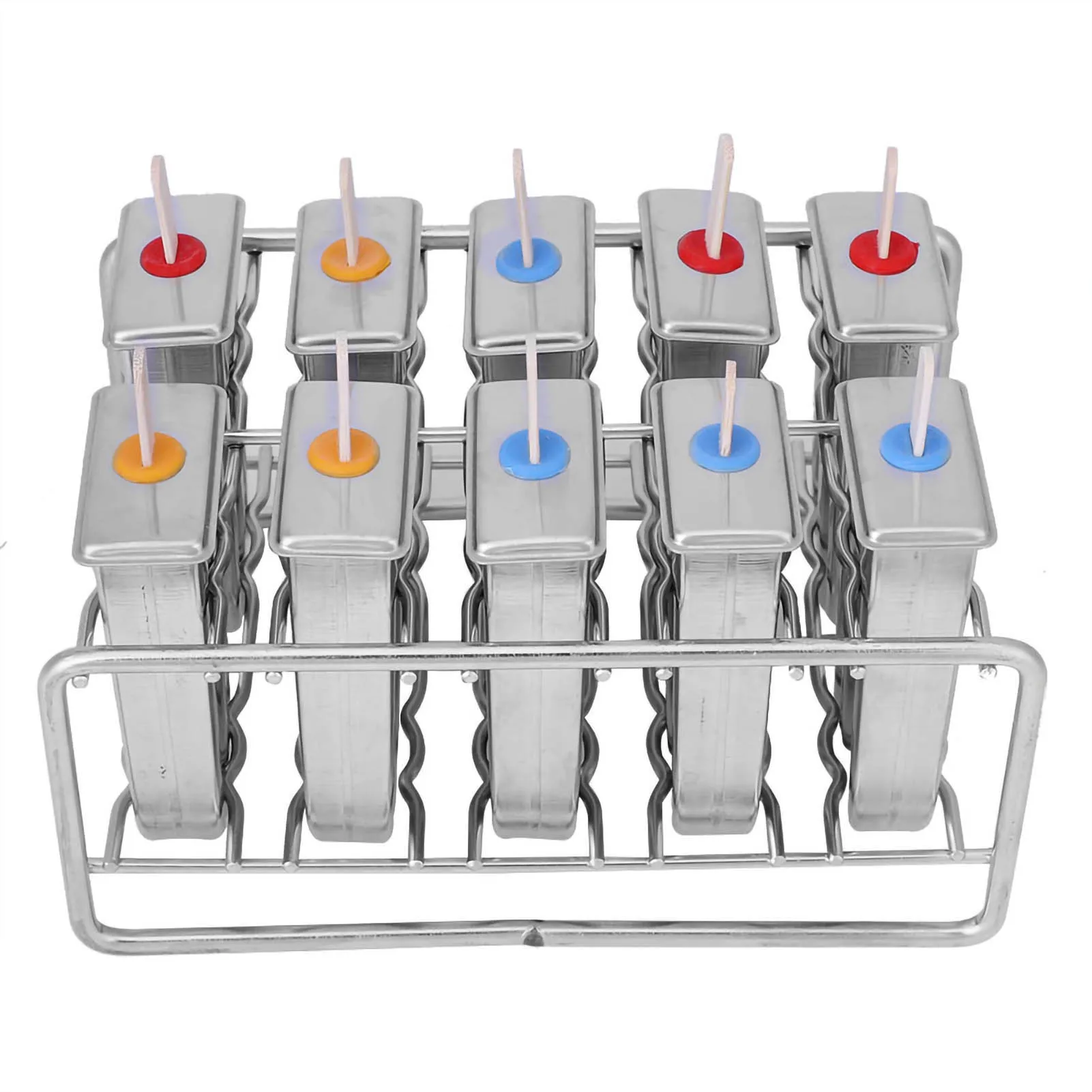 10pcs Ice Pop Mould Stainless Steel Ice Lolly Maker Kitchen Supplies