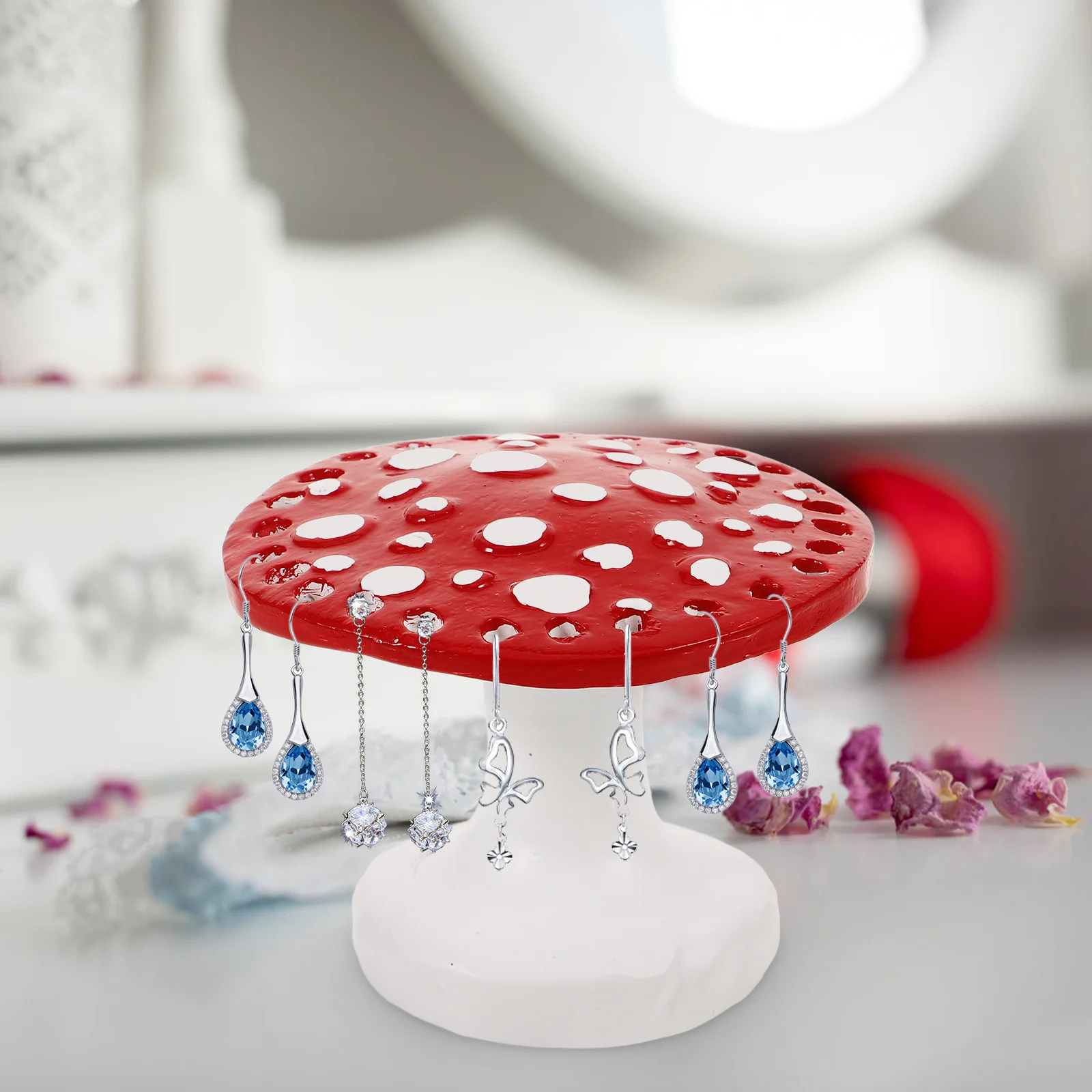 

Mushroom Shaped Earring Display Stand Ear Jewelry Rack Organizer Decorative Ear Stud Hanging Rack