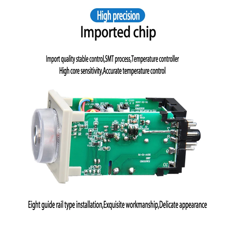 1PCS E5C2 E5C4 가이드 레일 유형 온도 컨트롤러 220V 0 Knob 399 ℃/0 Knob 999 ℃ 손잡이 제어 스위치가있는 디지털 디스플레이 포인터