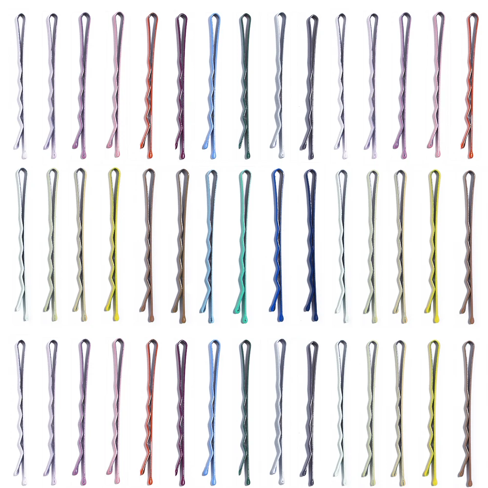 U 모양 물결 모양 헤어 클립, 다채로운 스프레이 페인트 머리핀, DIY 공예, 헤어 스타일 도구, 여성용 헤어 액세서리, 세트 당 20 개, 5.5 cm, 6cm