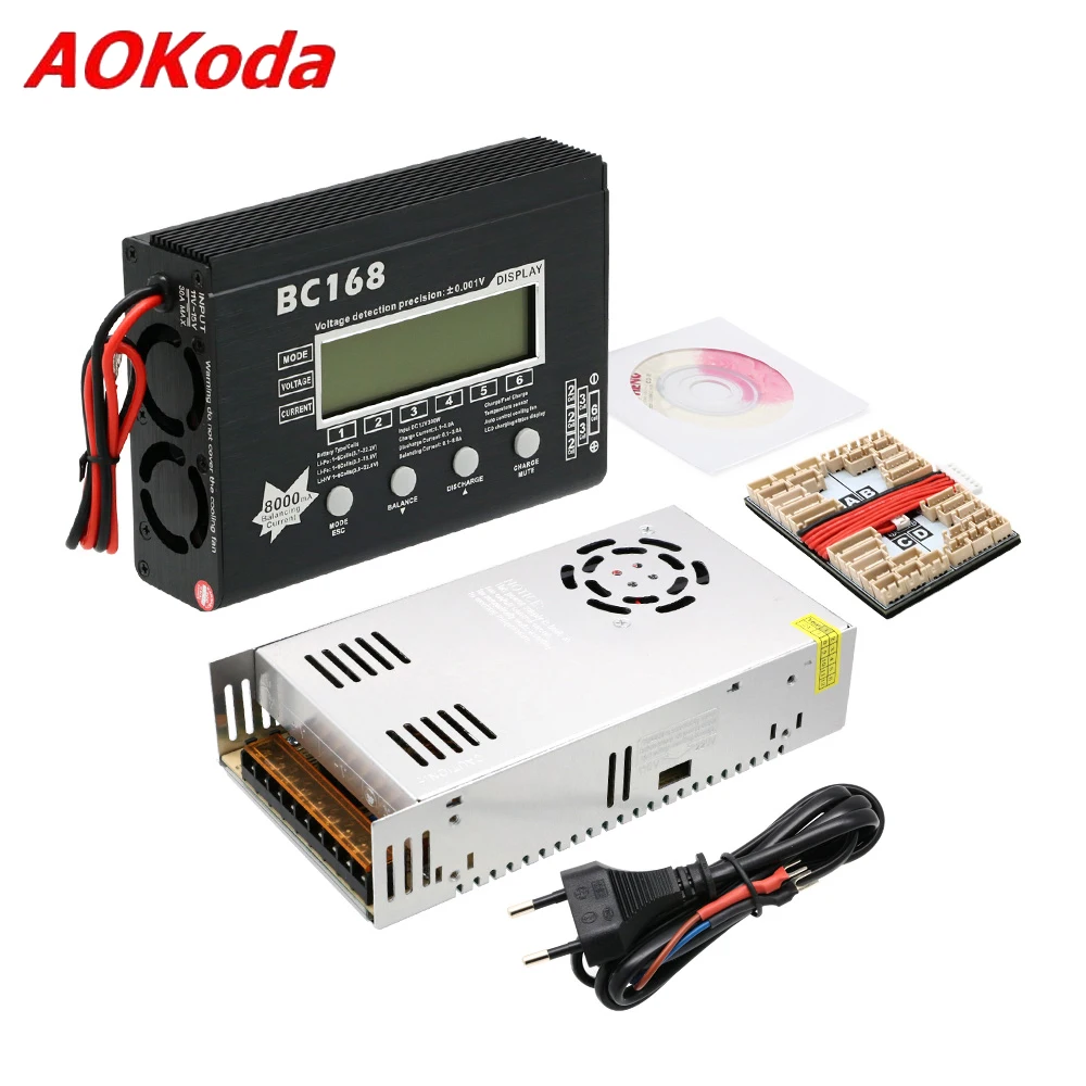 AOK-pantalla inteligente LCD de corriente BC168 1-6S 8A 200W 8000mA, Balance de carga/descarga Lipo/batería de litio para modelo RC