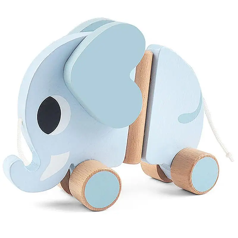 

Elephant Pull Toy Wooden Animal Pull And Push Rolling Car Toy Toddlers Walking Pull Along Animal Wooden Toys For Infant Baby