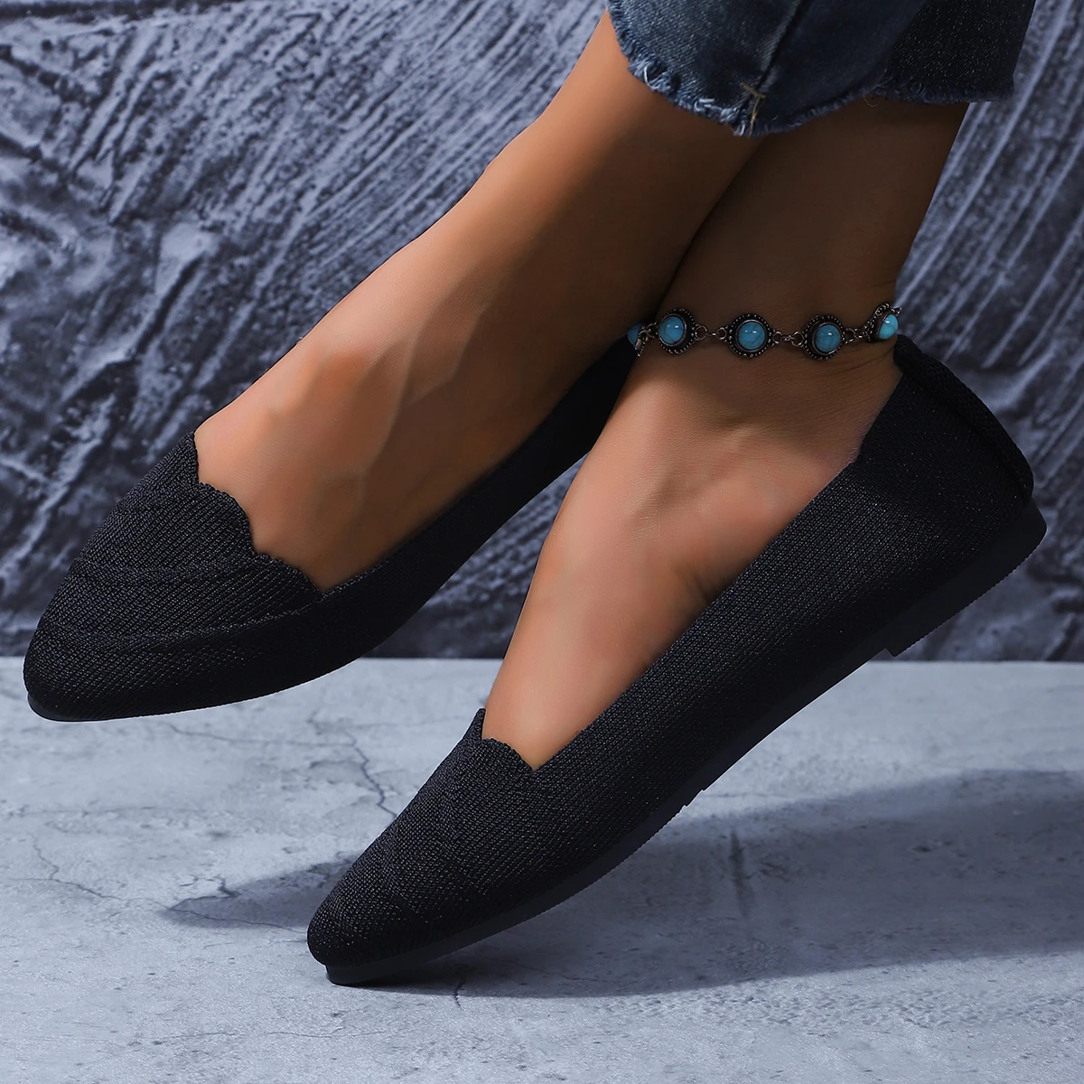 Women Flats Women Solid Slip Designer Casual Breathable Mesh Shoes Women Loafers Comfortable Shoes Pointed Toe Flat Shoes - 5