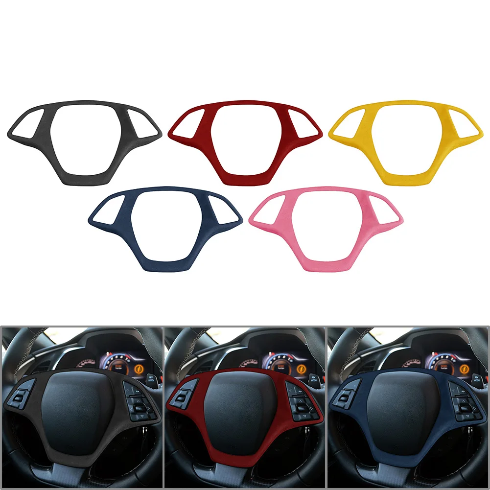 

Suede Car Steering Wheel Cover Molding Trim Decoration For Chevrolet Corvette C7 2014 2015 2016 2017 2018 2019