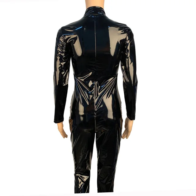 S-5XL ユニセックスウェットルック PVC キャットスーツ光沢のある Pu 