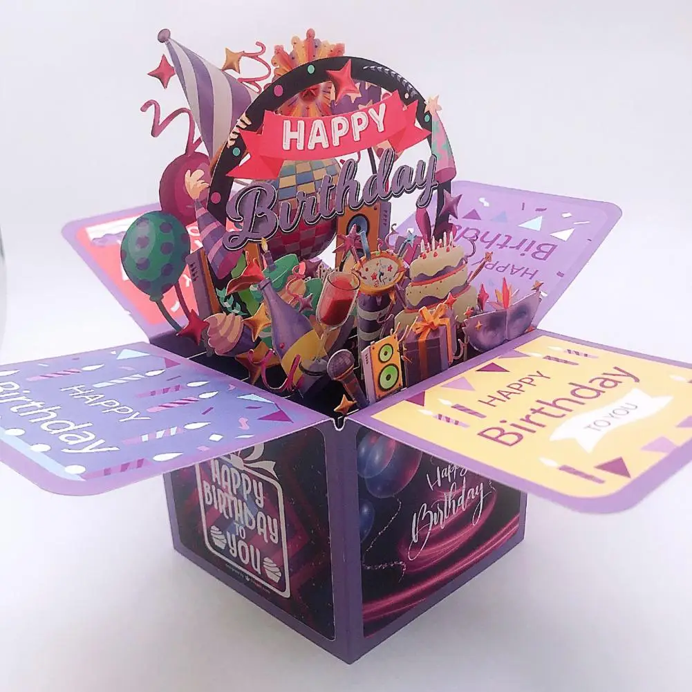 3D Greeting Card Handcrafted Happy Birthday Card 3D Birthday Foldable Celebration Cards Blessing Postcard