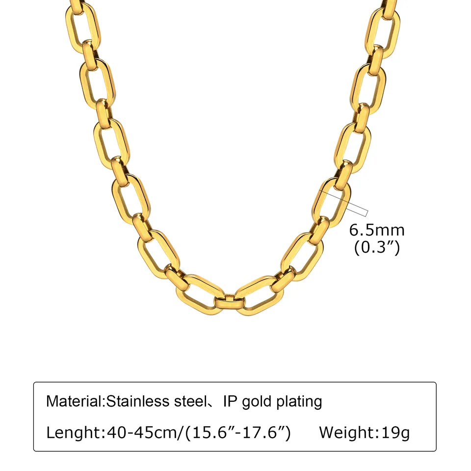 Collana girocollo a catena in oro 14 carati placcata oro ovale catena a maglie collana minimalista gioielli per donne ragazze 46 cm