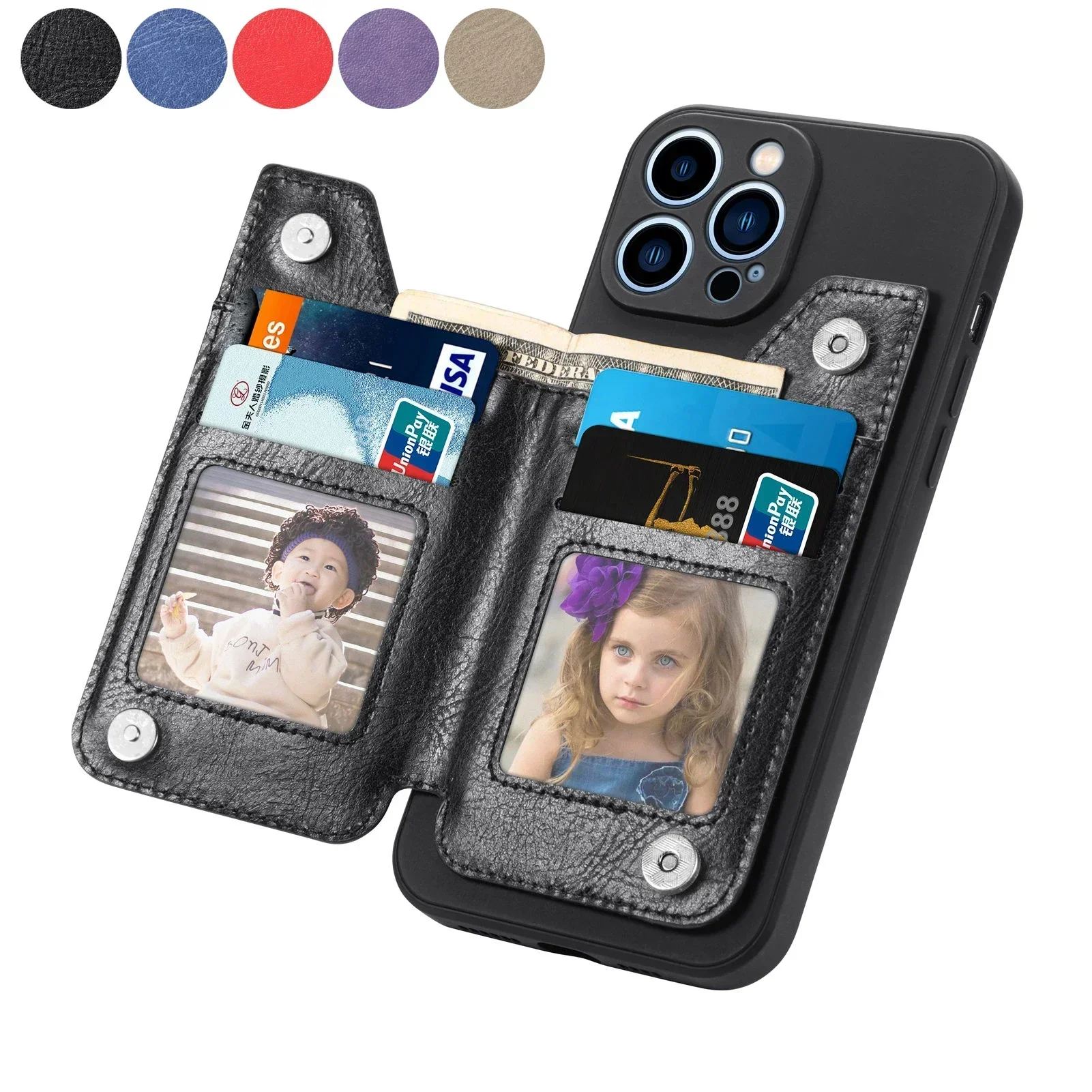 Leather Zipper Wallet Phone Case Cover