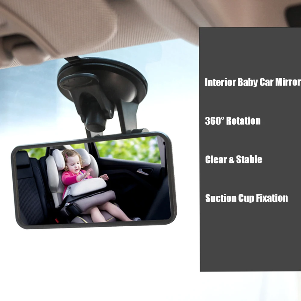 아크릴 플라스틱 안전  자동차 거울 후면보기 미러 와이드 뷰 흡입 컵 거울 조정 가능한 시야각