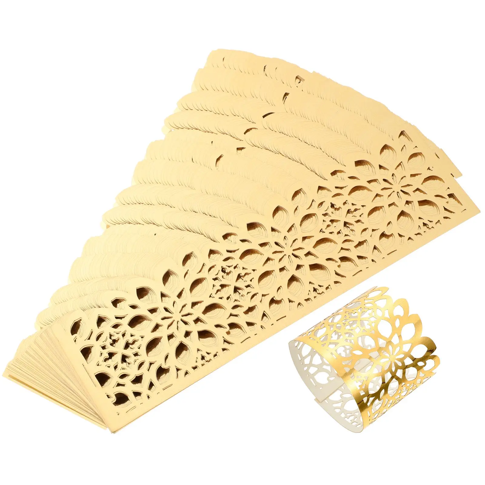 Lace Flower Cut Paper Rings Napkin Holders 50pcs Disposable Serviette Ring Wedding Christmas Party Dinner Table Decoration