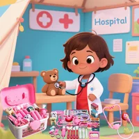 Doctor Nurse Role Play Set Medical Tools with Stethoscope & Injectors in A Pretend Play Trolley Box Ideal Gifts for KidsToys 2