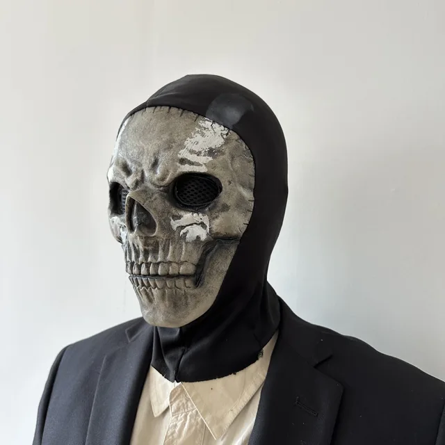 Máscara de cara fantasma de Call of Duty, pasamontañas de Calavera, Cosplay  de motocicleta, esqueleto aterrador, MWII Soldie War, equitación al aire  libre, tocado a prueba de viento - AliExpress