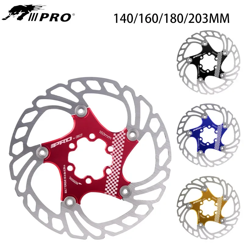 1 Pz Iiipro Bicicletta 140 160 180 203Mm Disco Freno Rotore Galleggiante Mountain Bike Freno Rotore Dh 6 Pollici Ispessimento Disco Ultraleggero