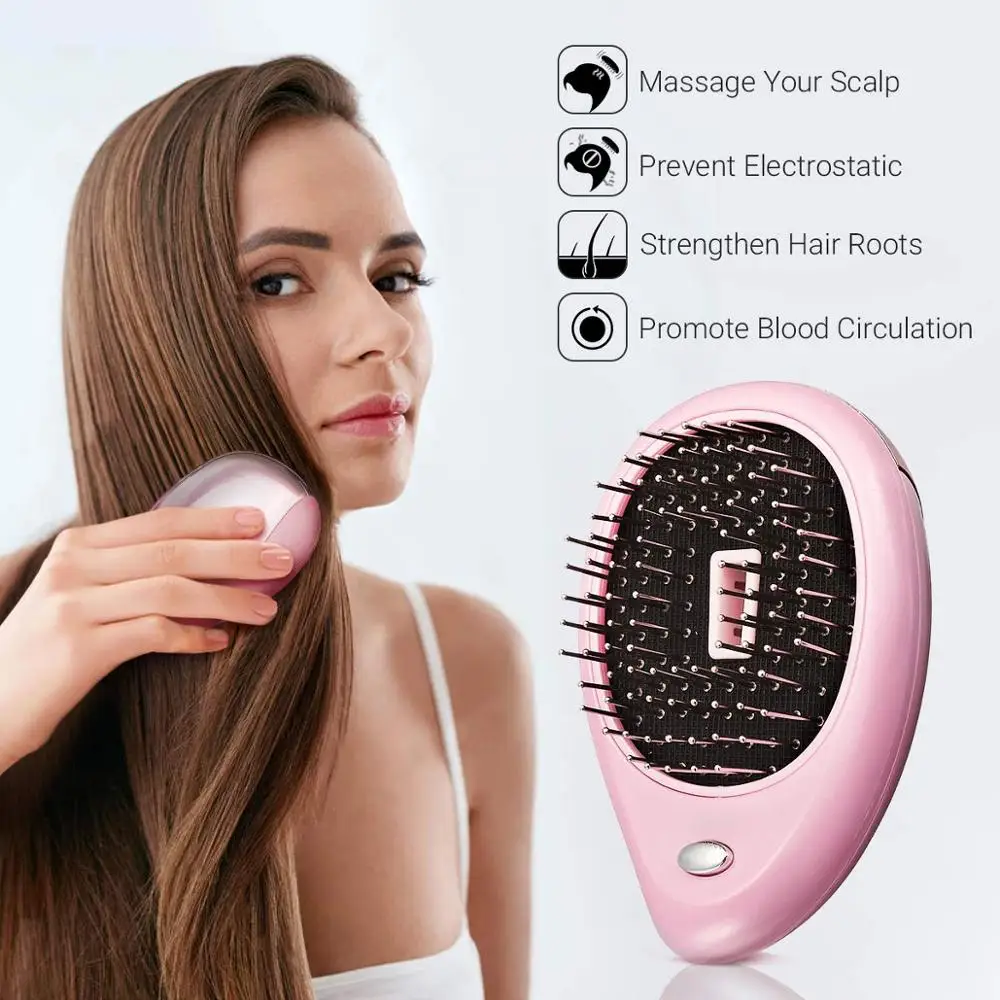 Portable Ion Hairdressing Hair Brush Electric Acoustic Wave Vibrating Massage Comb Anti-Static Mini Straightening |